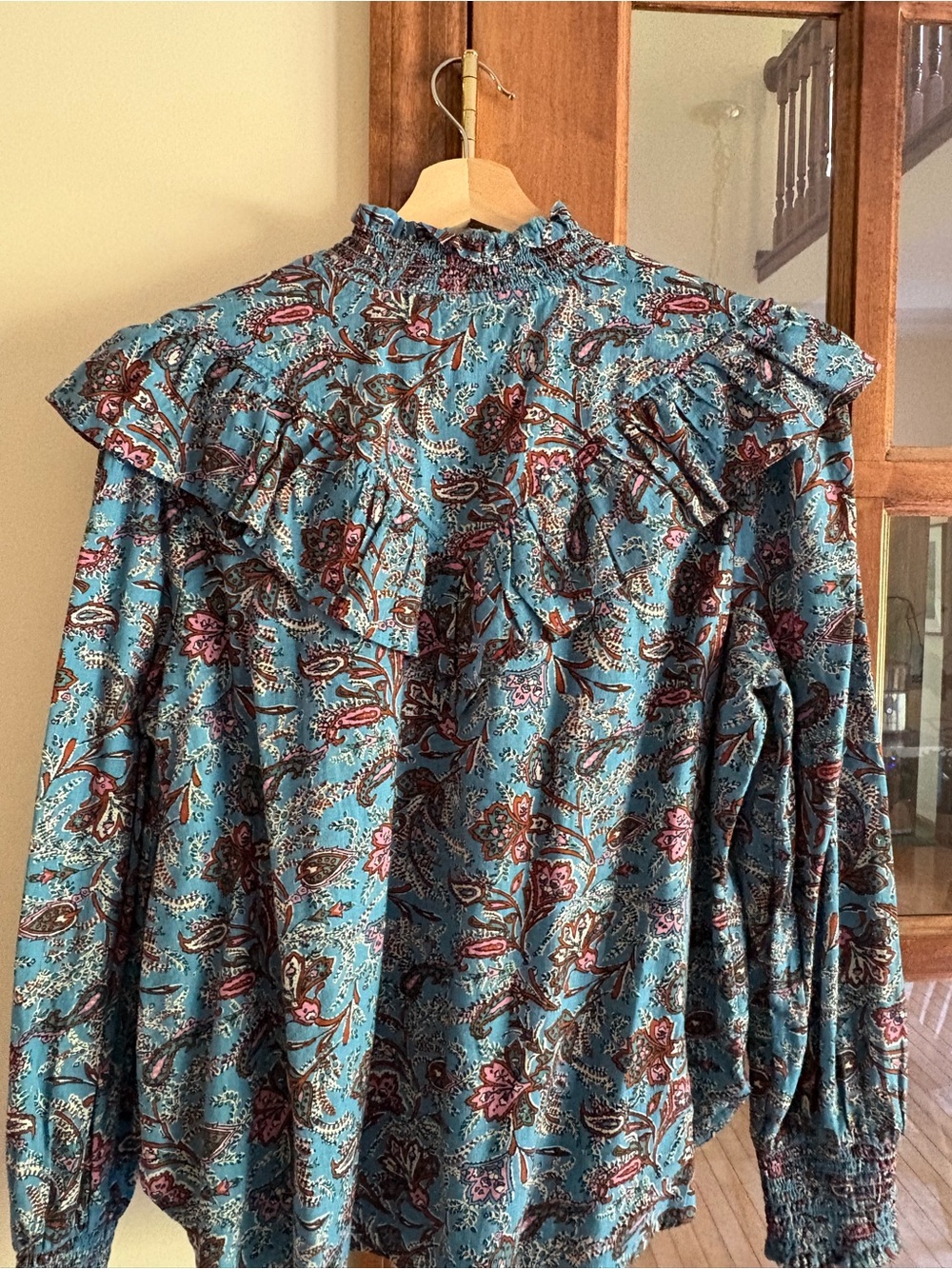 Loft Paisley Pattern Long Sleeve Blouse Size Large - Picture 4 of 5